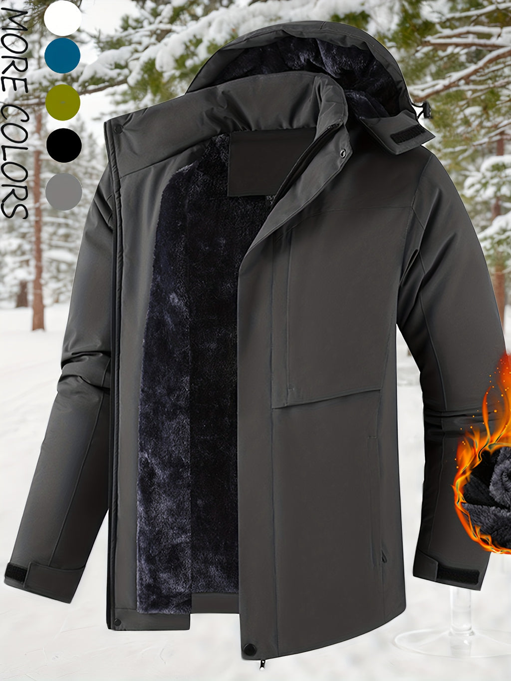 Veste matelassée pour homme, polaire, à capuche