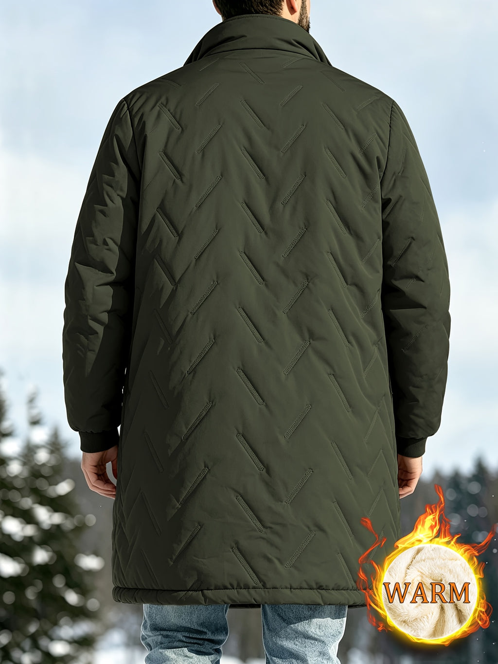 Veste long pour homme, imperméable, à col montant