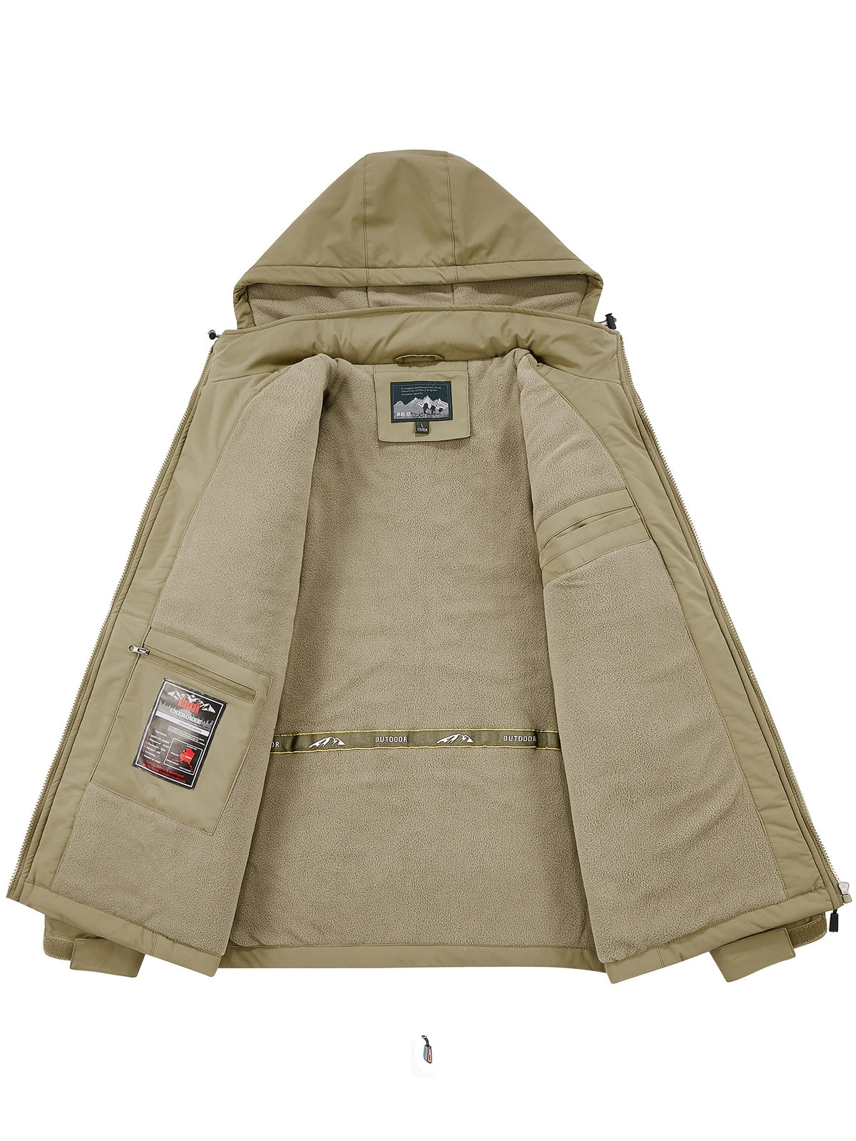 Veste pour homme, polaire, à capuche, kaki