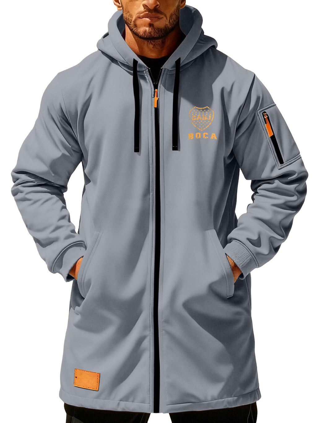 Manteau pour homme, à capuche, gris