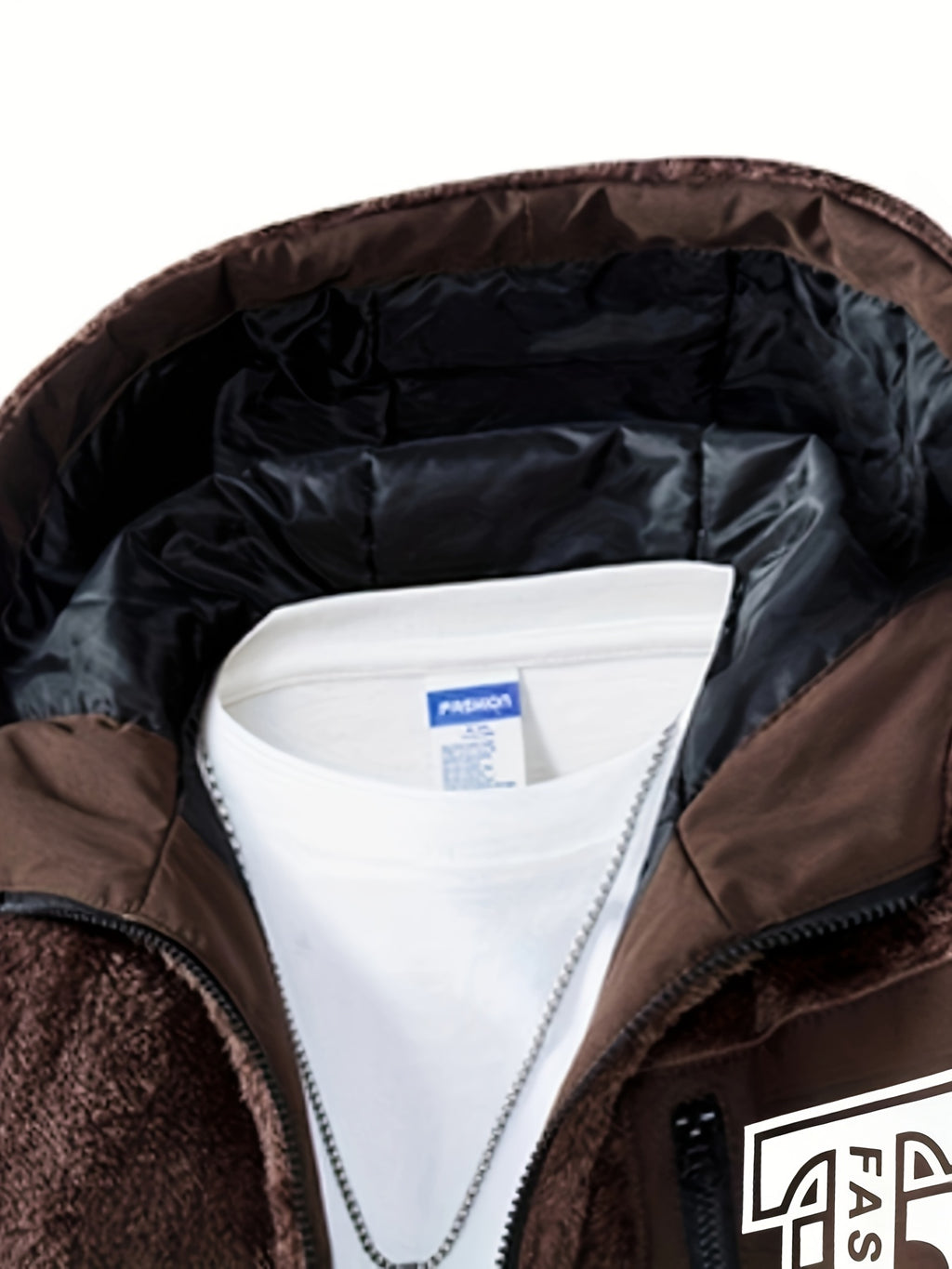 Veste pour homme, polaire, à capuche, brun jaunâtre