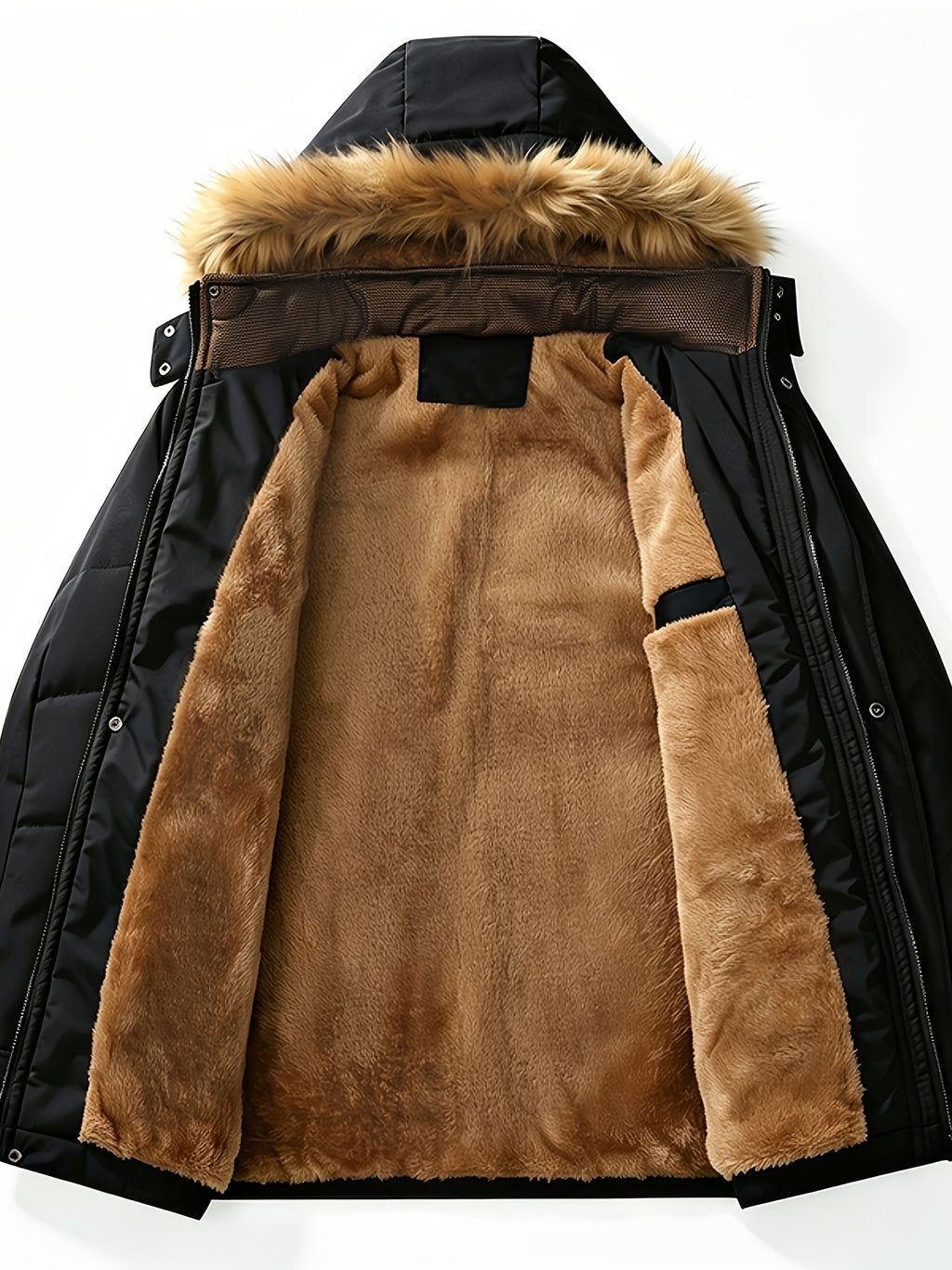 Veste en fausse fourrure pour homme, polaire, à capuche, bleu