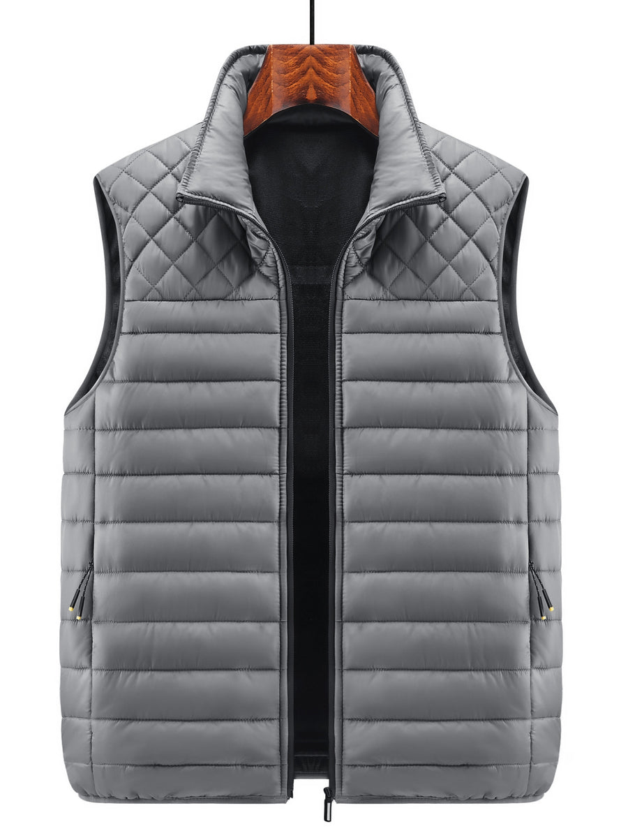 Gilet Homme Couleur Unie Col Montant, Cardigan Léger Sans Manches Automne Hiver, Veste Matelassée Décontractée pour les Trajets Quotidiens, Adaptable à Toute Occasion, photo 24