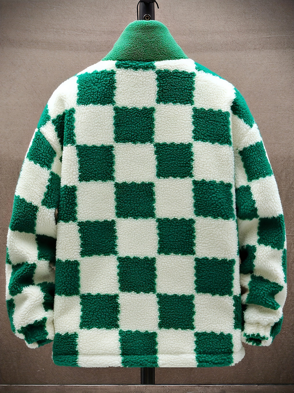 Manteau pour homme, à carreaux, à col montant