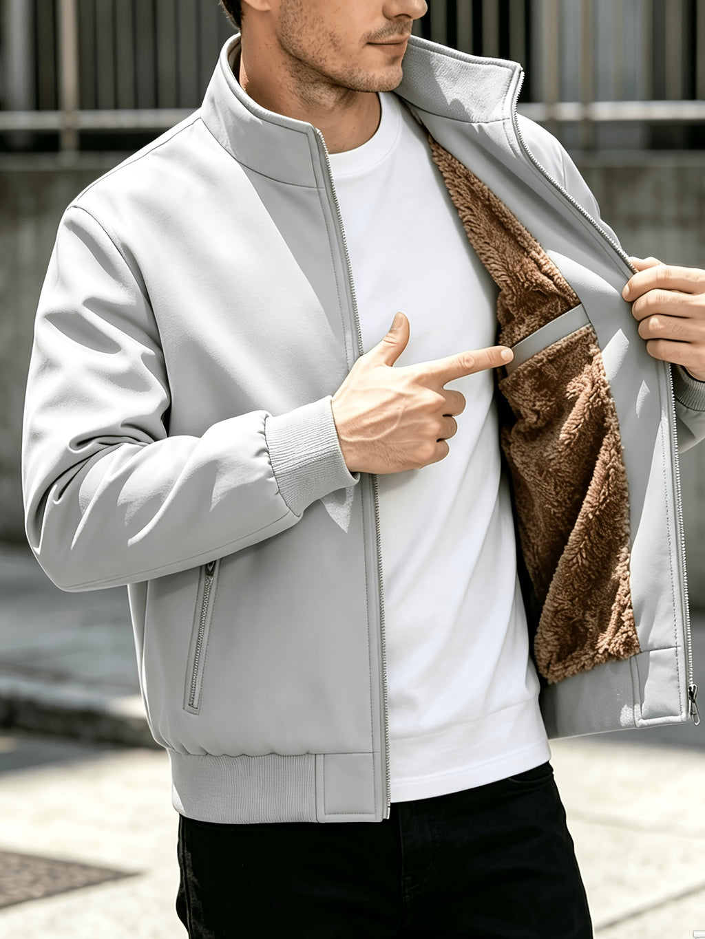 Veste, à col montant, brun jaunâtre, photo 22