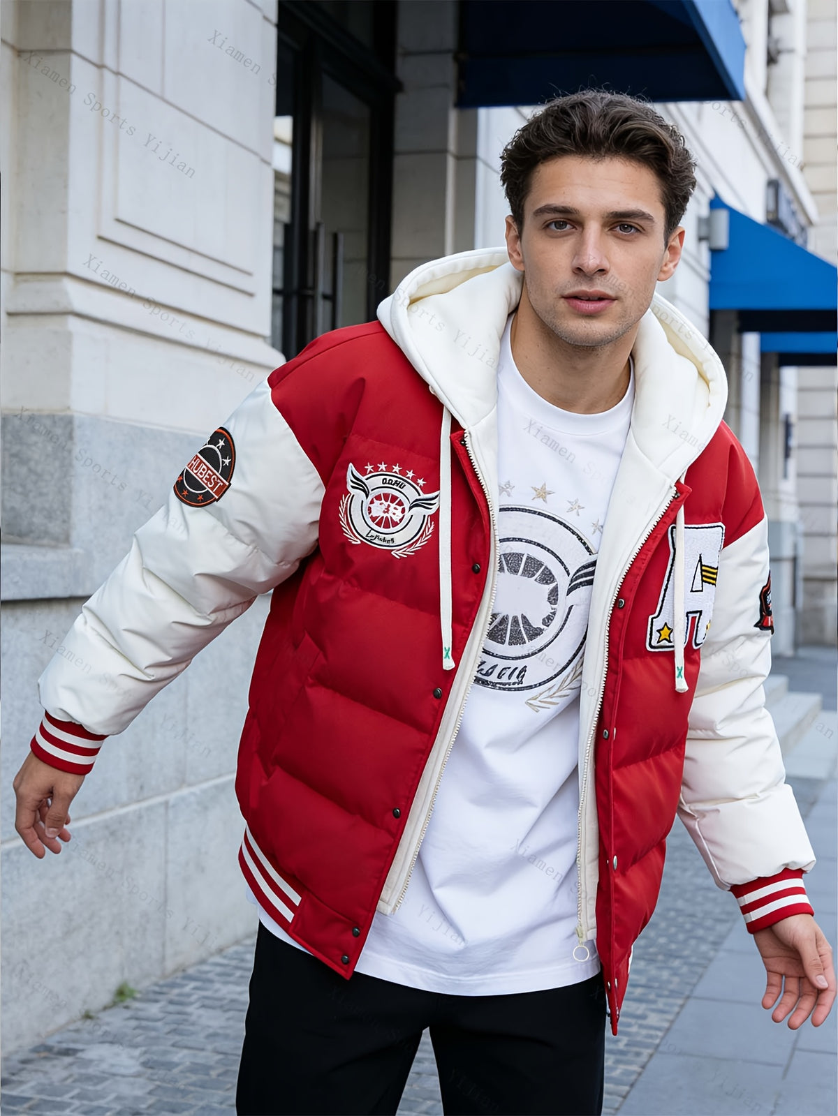 Veste pour homme, à capuche, noir/l