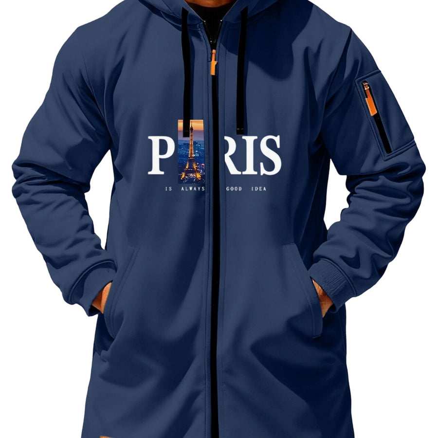 Trench pour homme, à capuche, noir long, vue 3