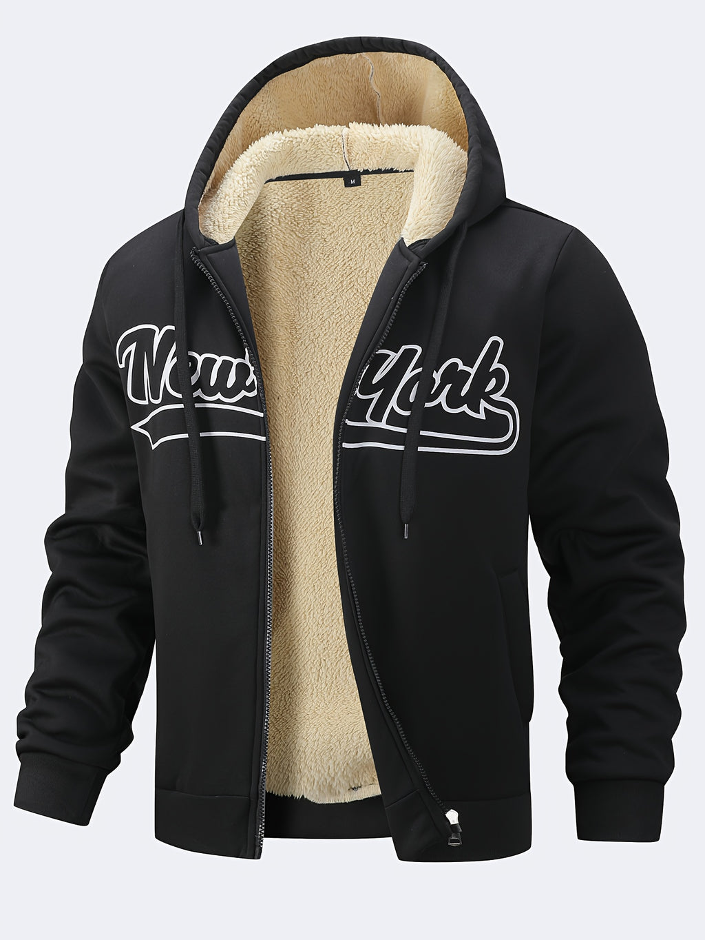 Veste pour homme, polaire, à capuche, grand noir