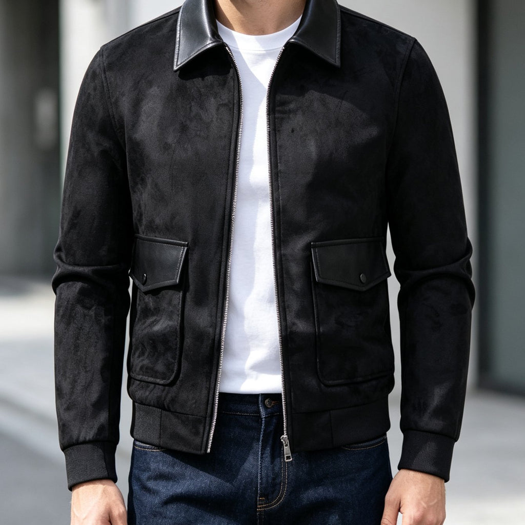 Blouson, à revers, coloris noir, détail