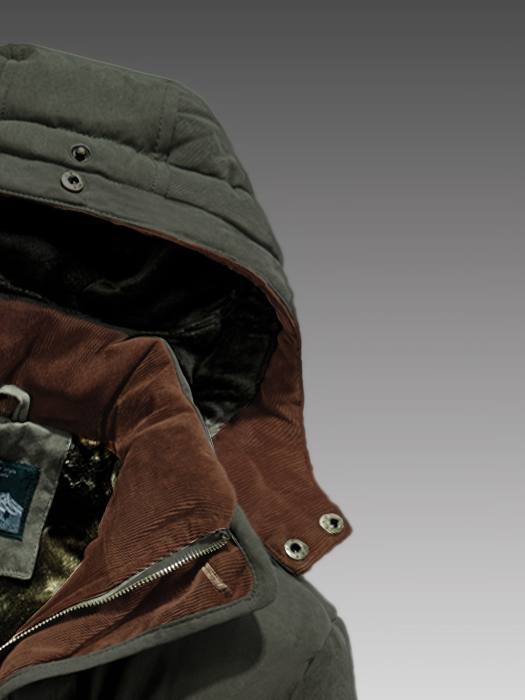 Veste pour homme, velours côtelé, à capuche, café
