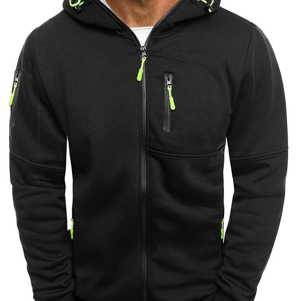 Veste longue, à capuche, coloris noir