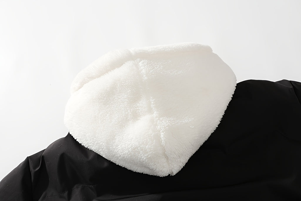 Veste en fausse fourrure pour homme, à capuche, blanc ivoire