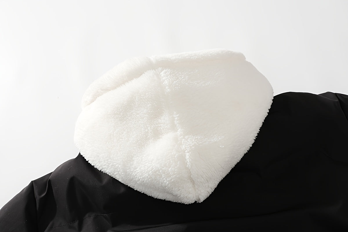 Veste en fausse fourrure pour homme, à capuche, blanc ivoire