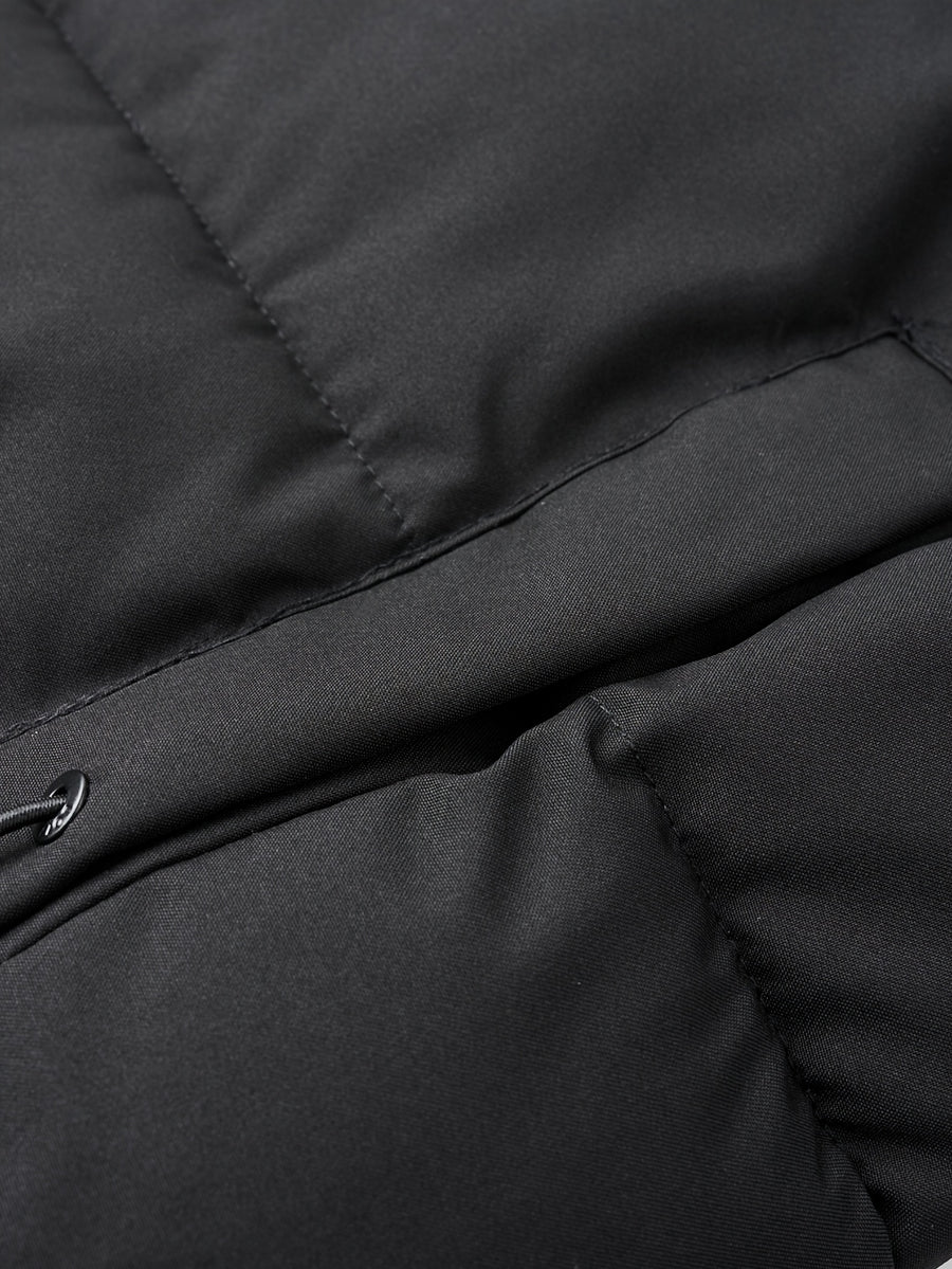 Manteau matelassé long, à capuche, noir, photo 8