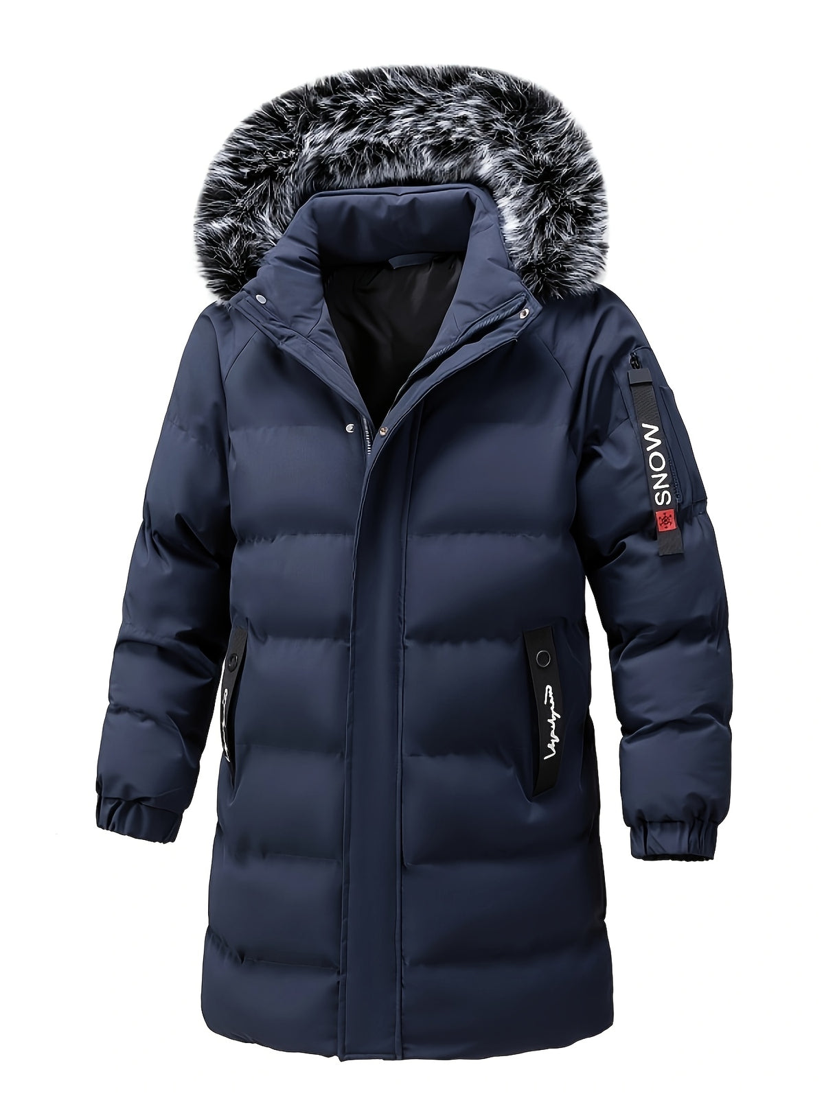Manteau matelassé pour homme, capuche amovible, col montant