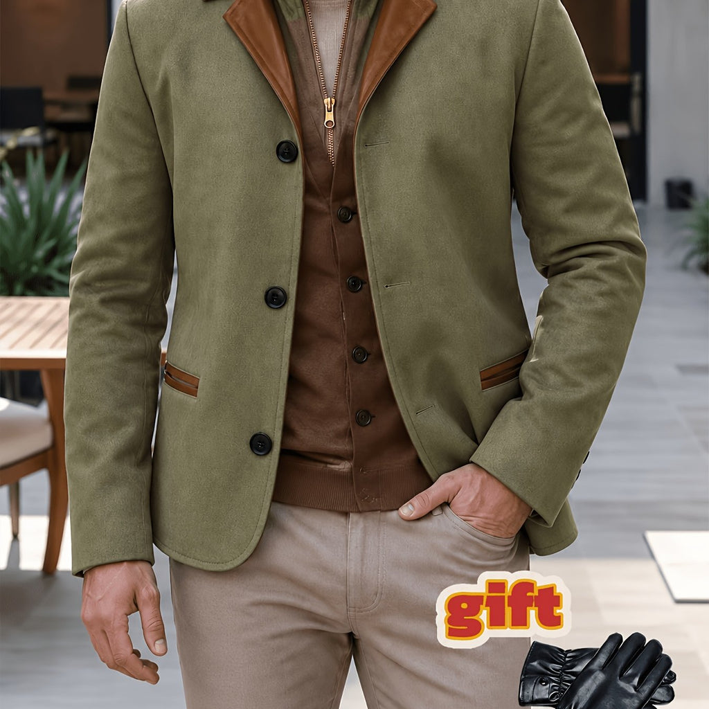 Manteau, tweed, à revers, bleu, coloris kaki