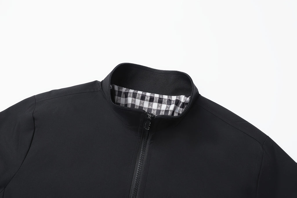 Veste, à carreaux, à col montant, noir, photo 7