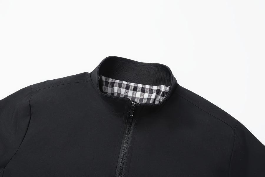Veste, à carreaux, à col montant, noir, photo 7