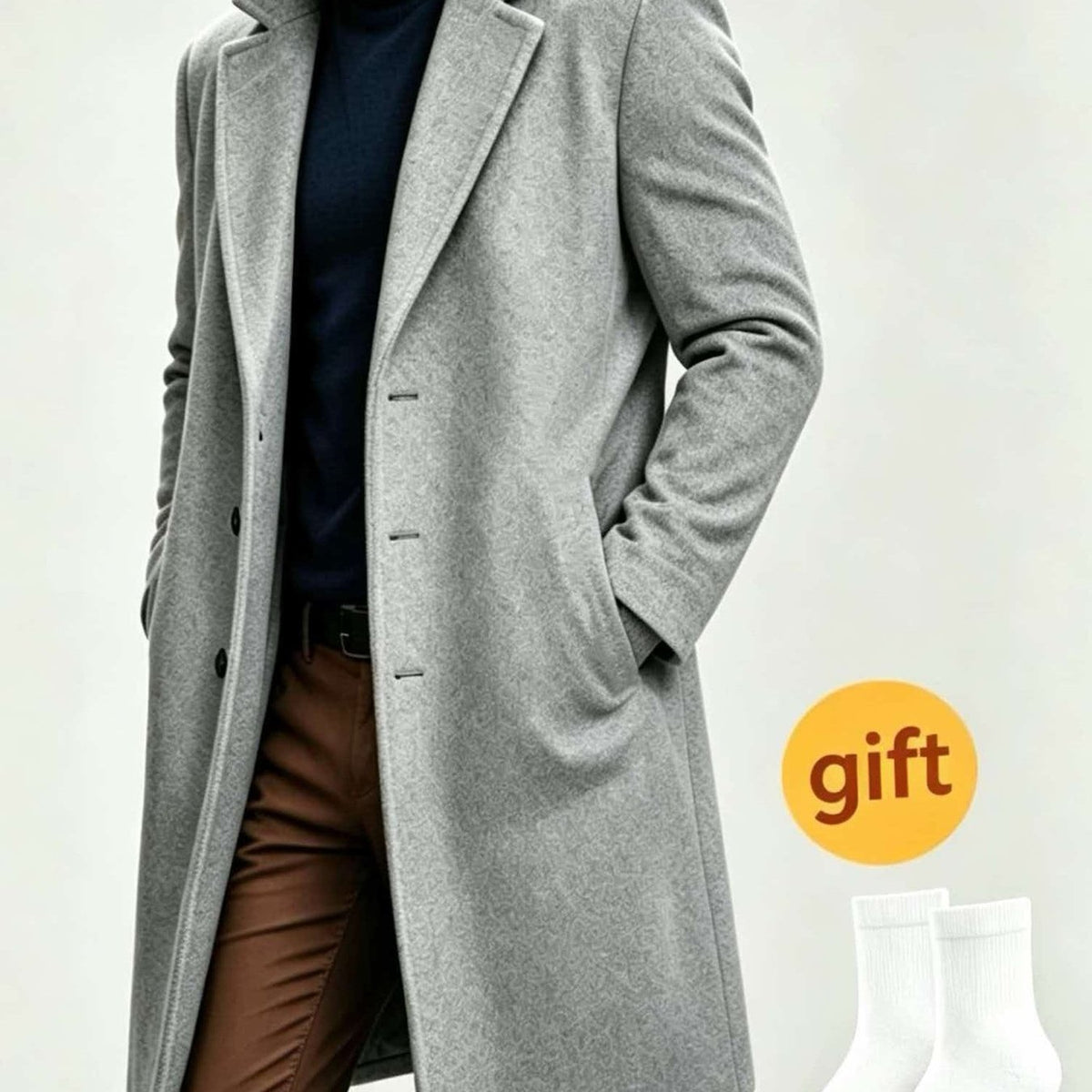 Trench, grandes tailles, à revers, gris clair, coloris gris clair Image