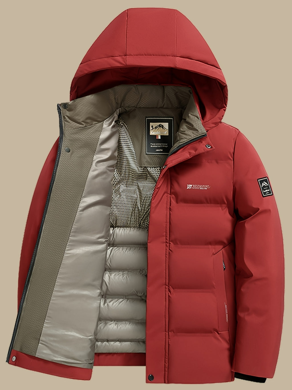 Veste matelassée pour homme, à capuche, gris