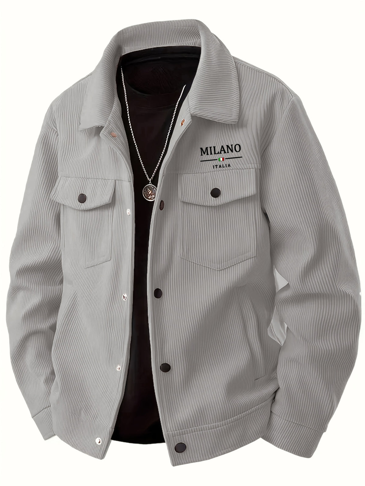 Veste pour homme, velours côtelé, à revers, kaki