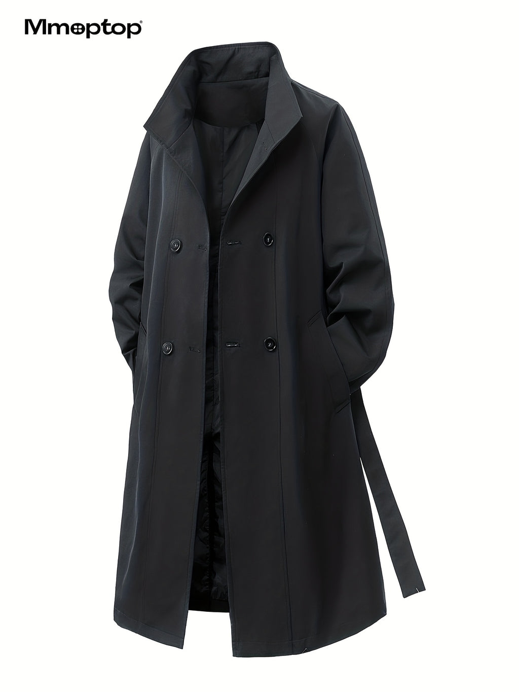 Manteau long pour homme, à col montant