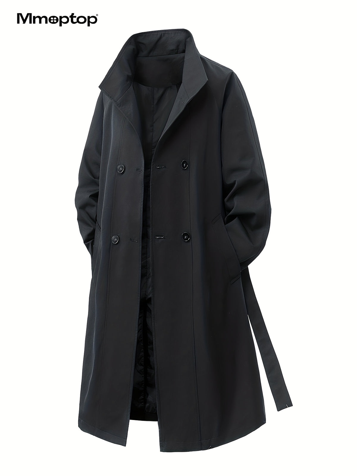 Manteau long pour homme, à col montant