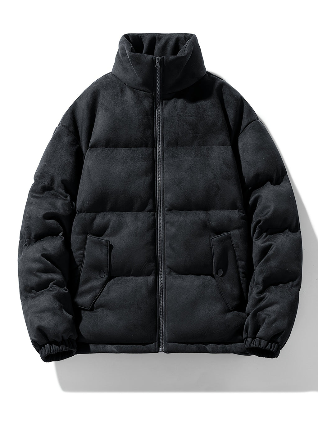Veste pour homme, à col montant, noir brillant