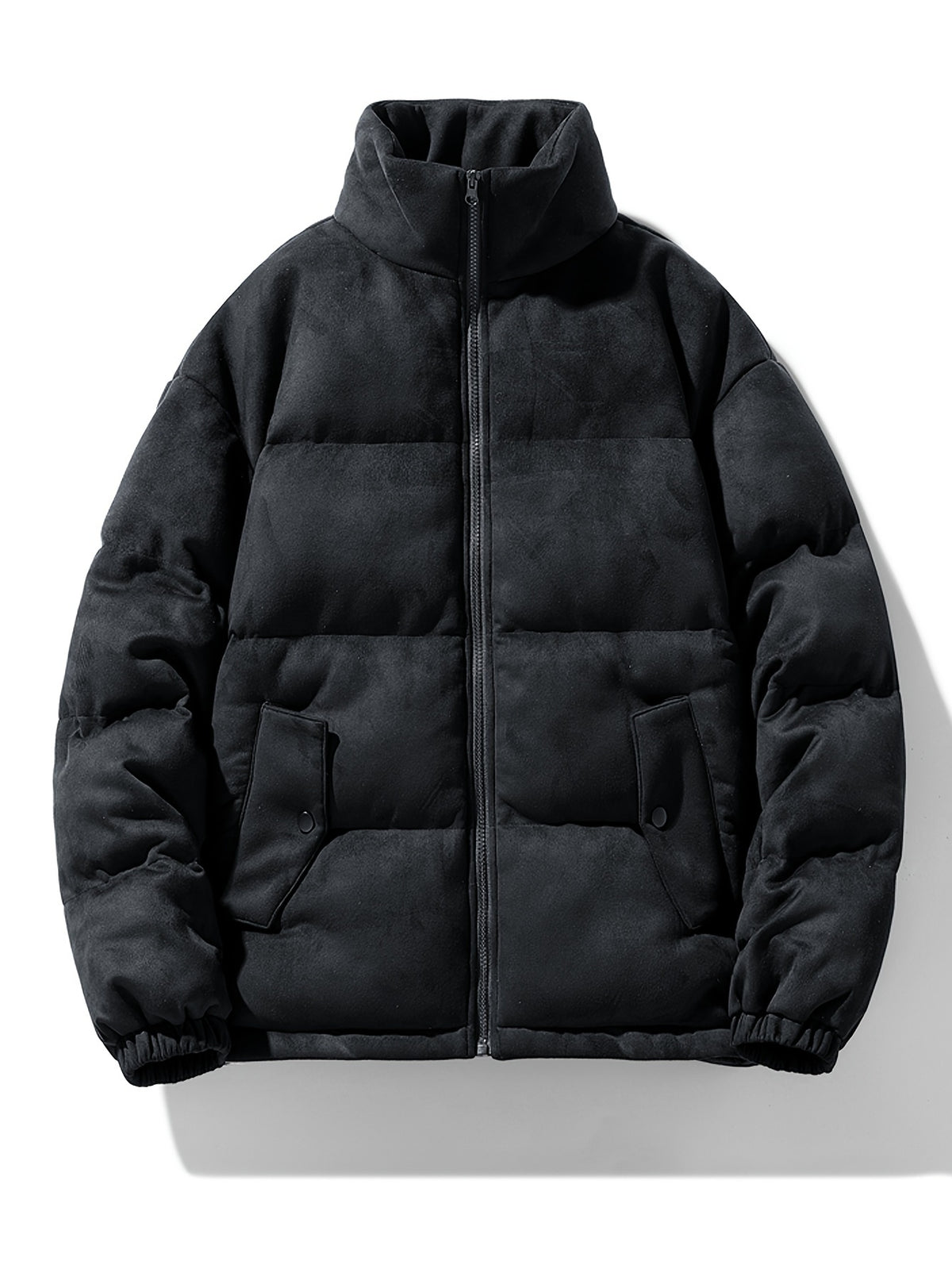 Veste pour homme, à col montant, noir brillant