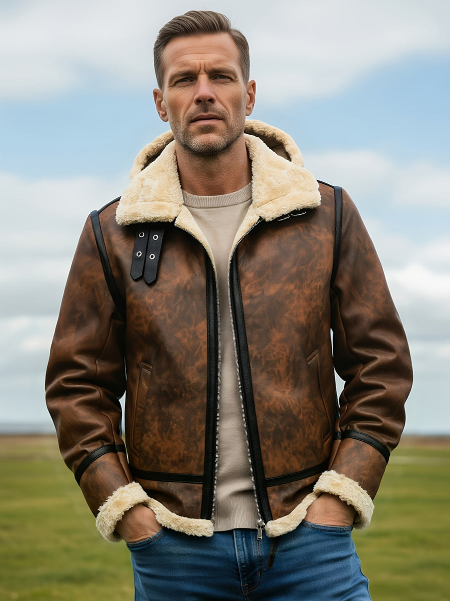 Veste, polaire, à capuche, café