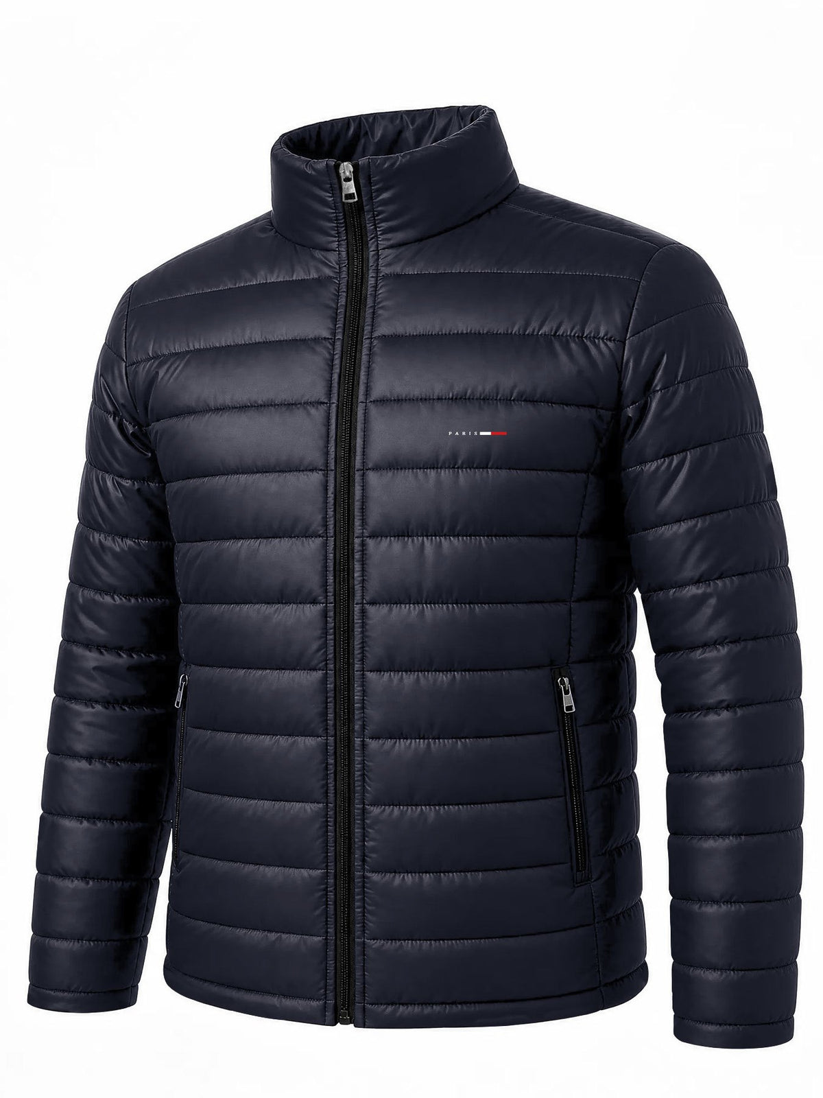 Manteau matelassé pour homme, à rayures, à col montant