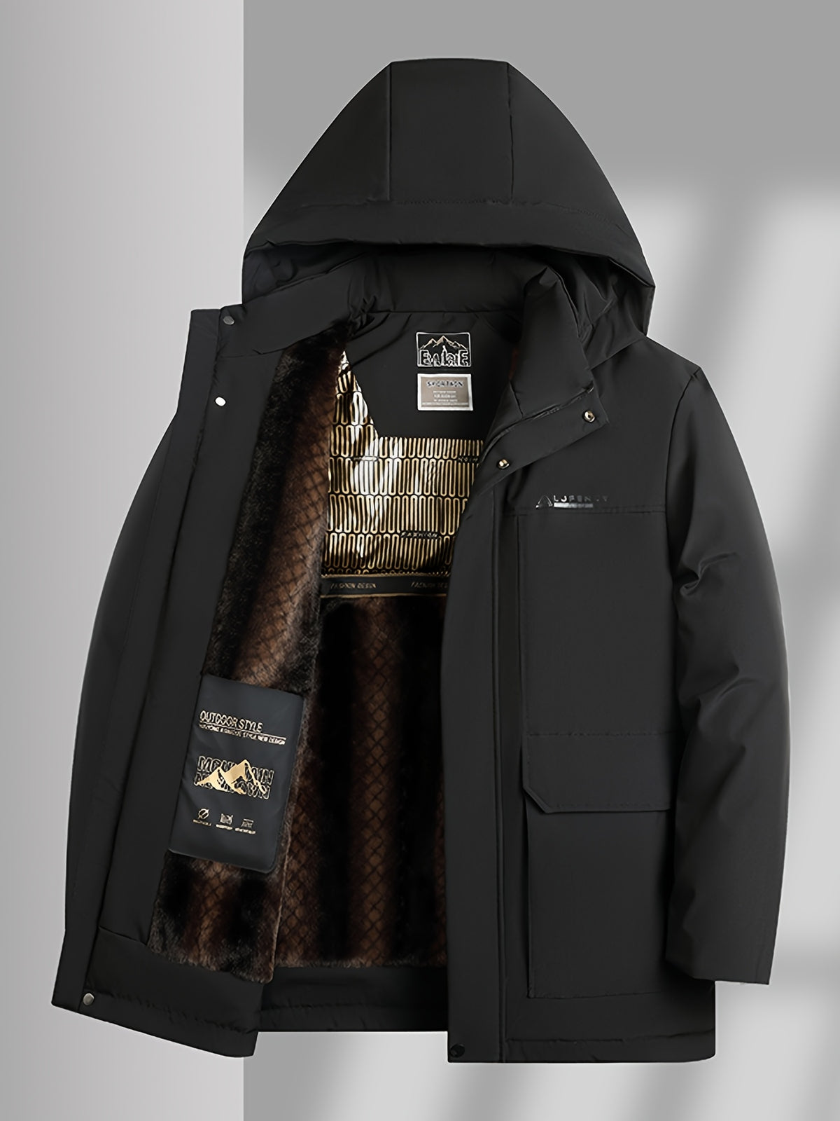Manteau pour homme, polaire, à capuche, col montant