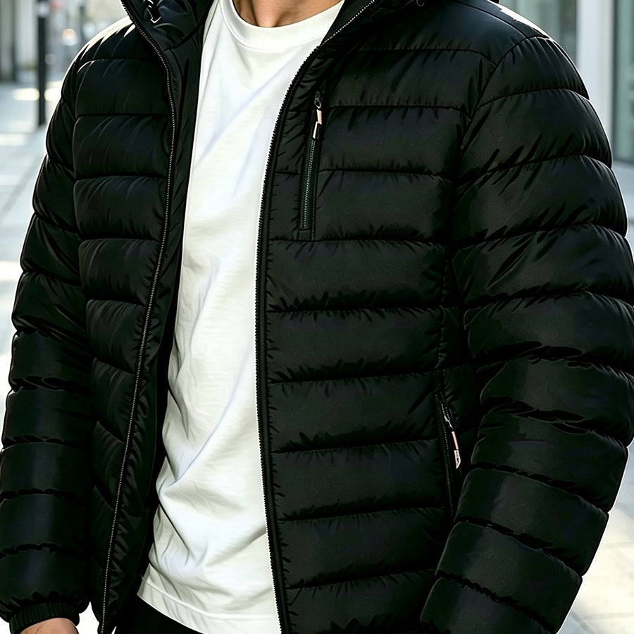 Veste pour homme, coupe-vent, à capuche, gris court, vue 3