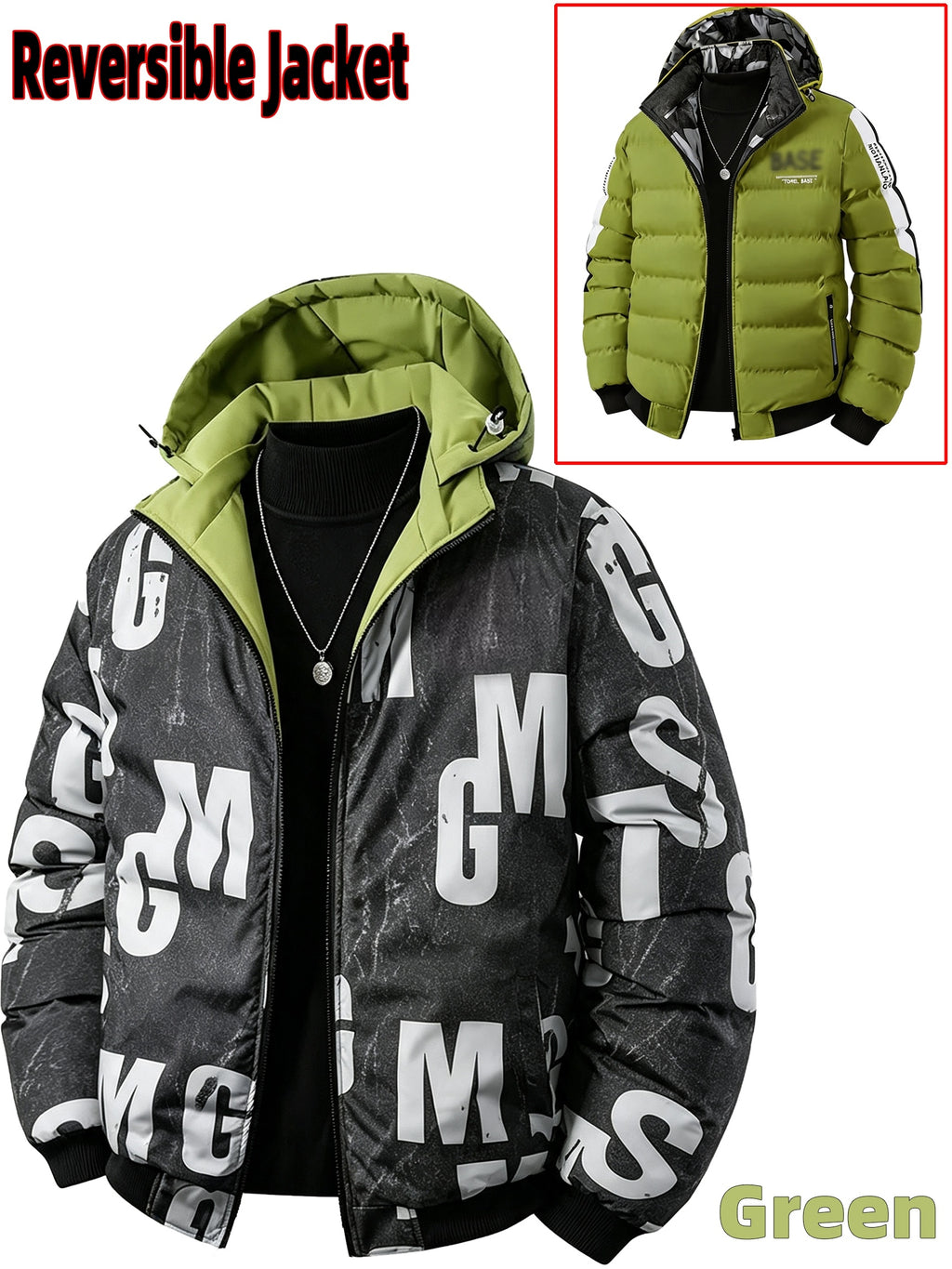 Manteau matelassé pour homme, capuche amovible, à col montant