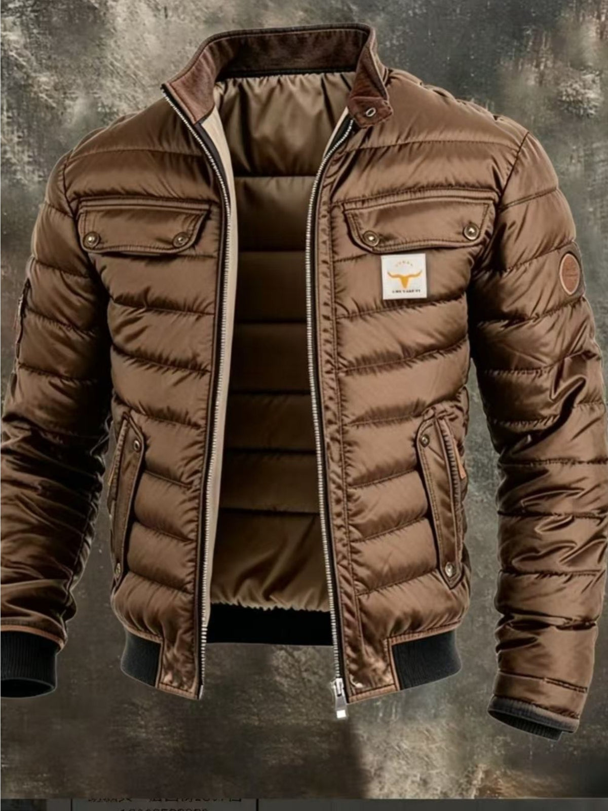 Veste matelassée pour homme, à col montant, gris