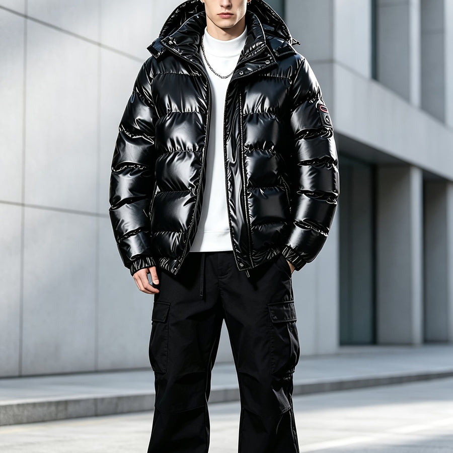 Veste, à capuche, gris argenté, coloris noir, détail