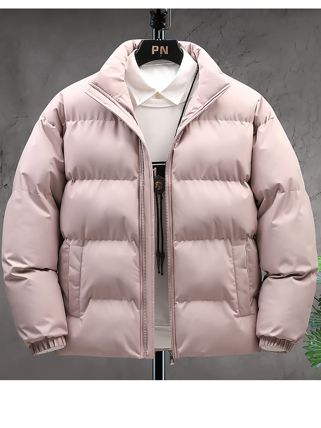 Veste pour homme, à col montant, noir