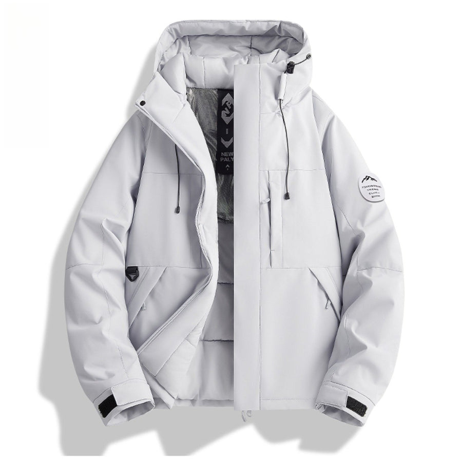 Manteau matelassé long, coupe-vent, à col montant, coloris gris secret