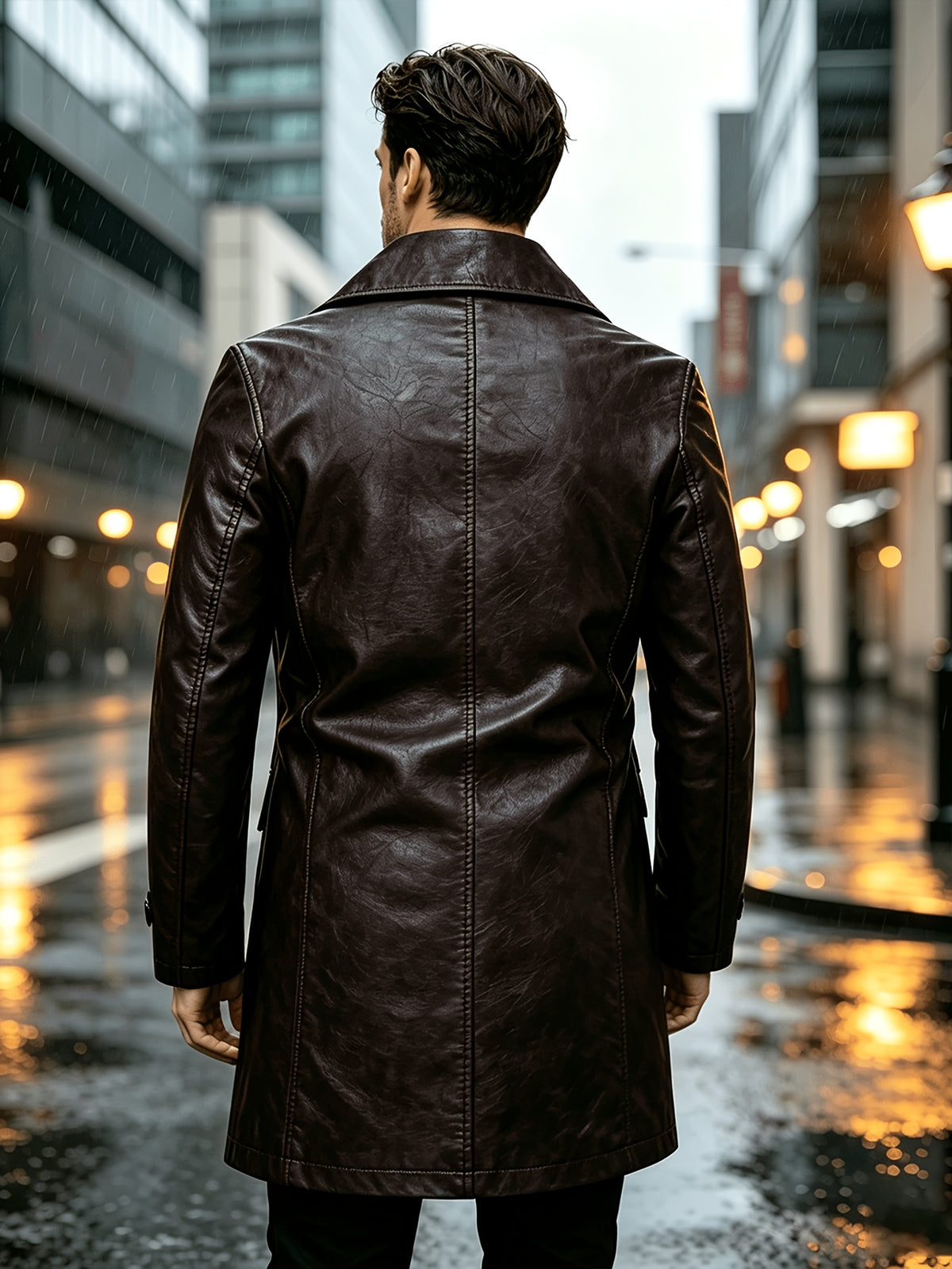 Veste pour homme, à revers, marron foncé
