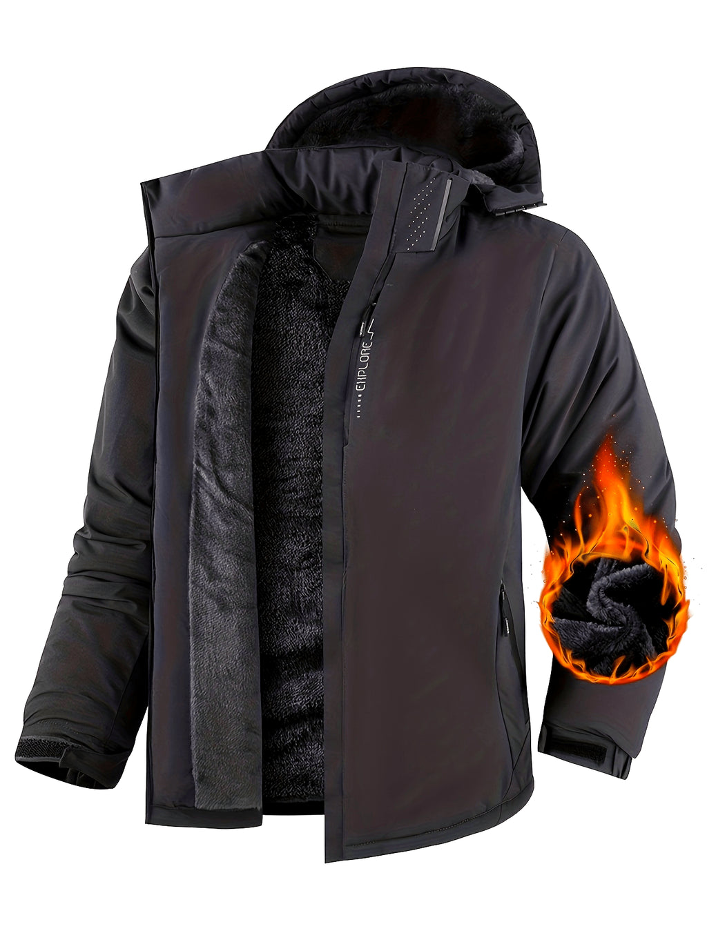 Veste matelassée pour homme, polaire, à capuche, gris foncé