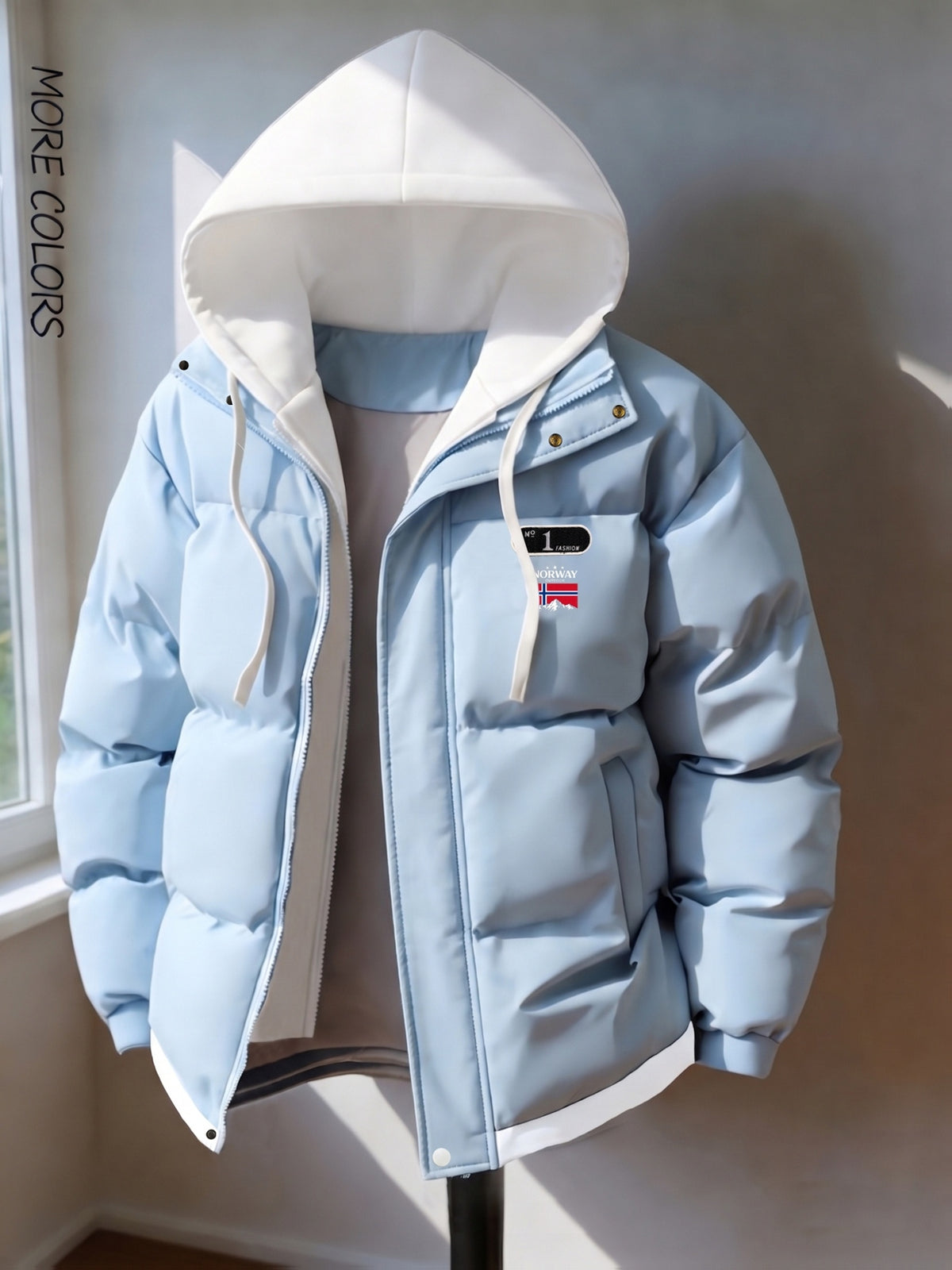 Veste pour homme, à capuche, bleu clair