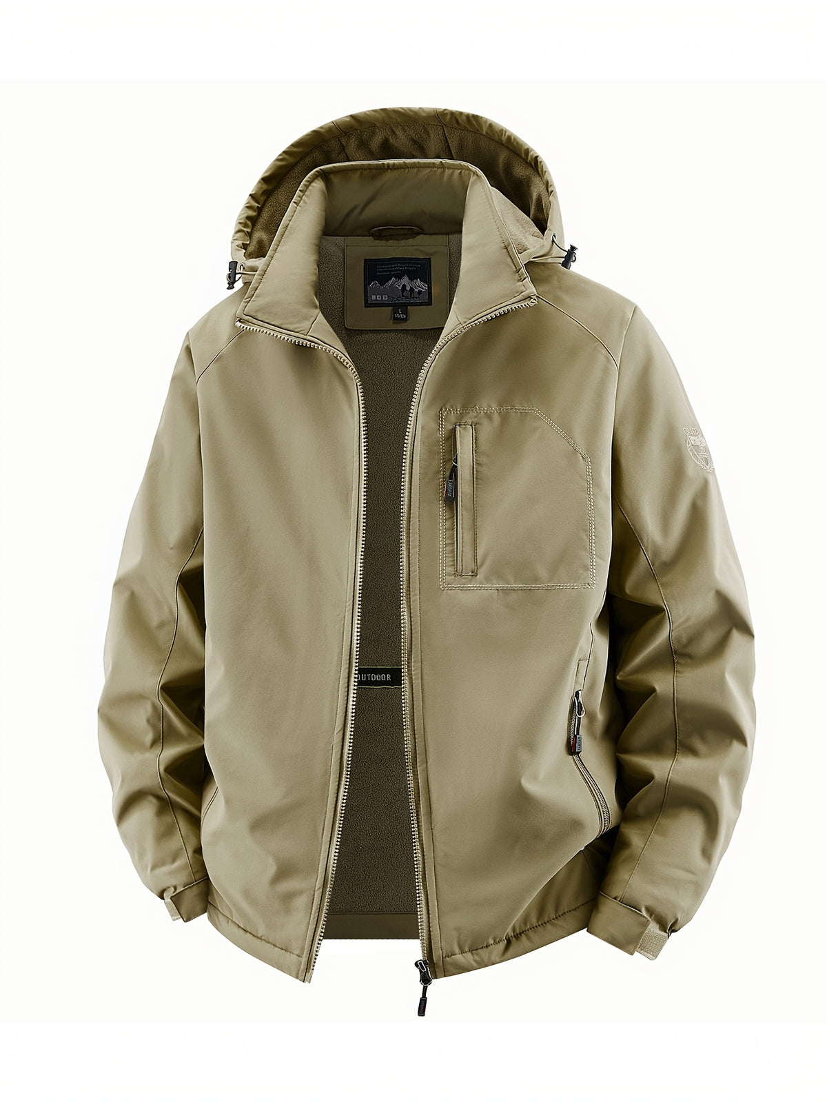 Veste pour homme, à capuche, vert militaire
