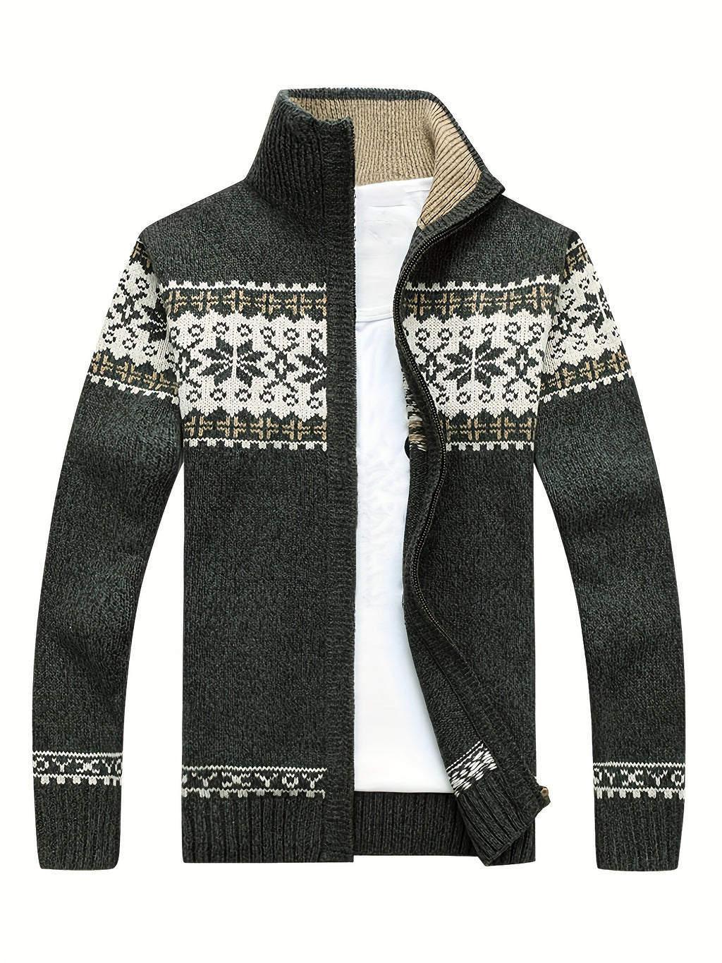 Veste pour homme, à col montant, beige