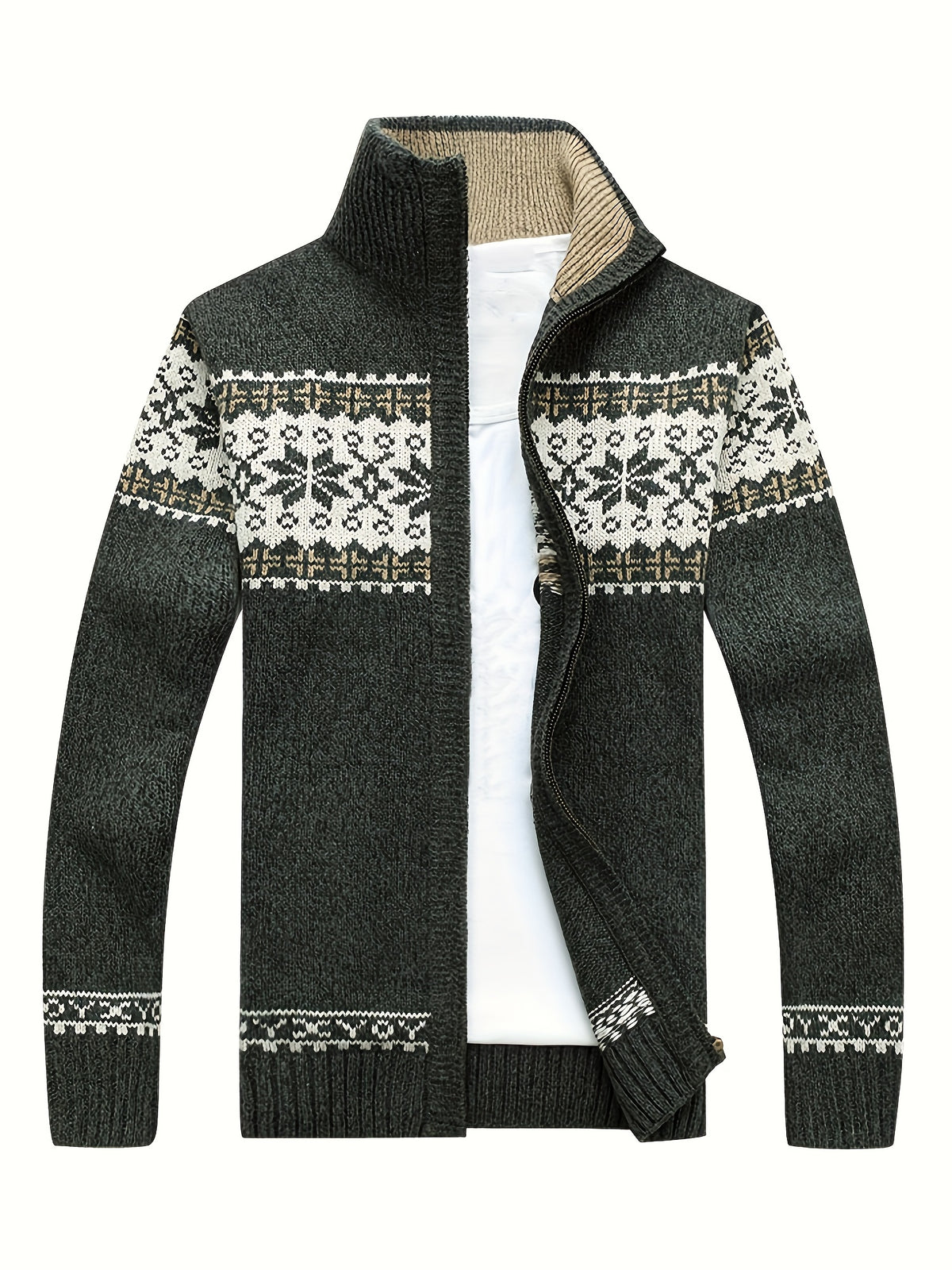 Veste pour homme, à col montant, beige