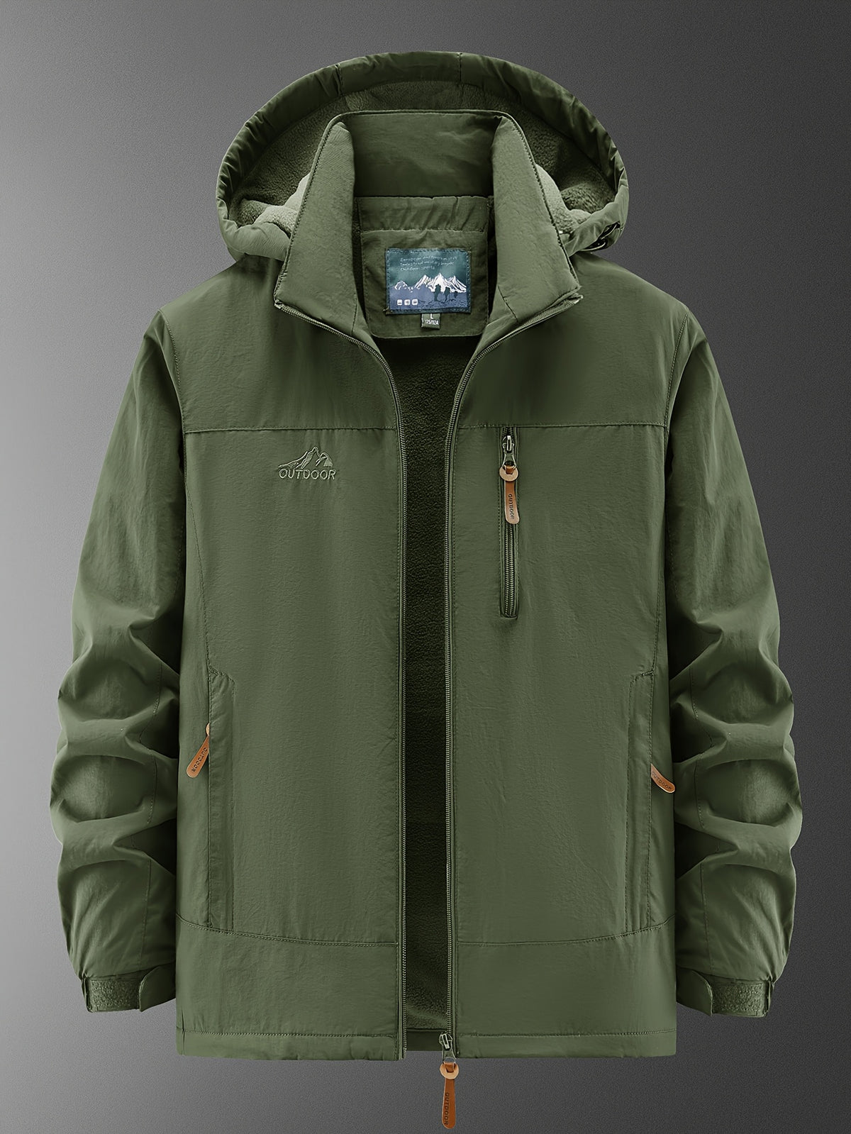 Veste pour homme, polaire, à capuche, vert olive