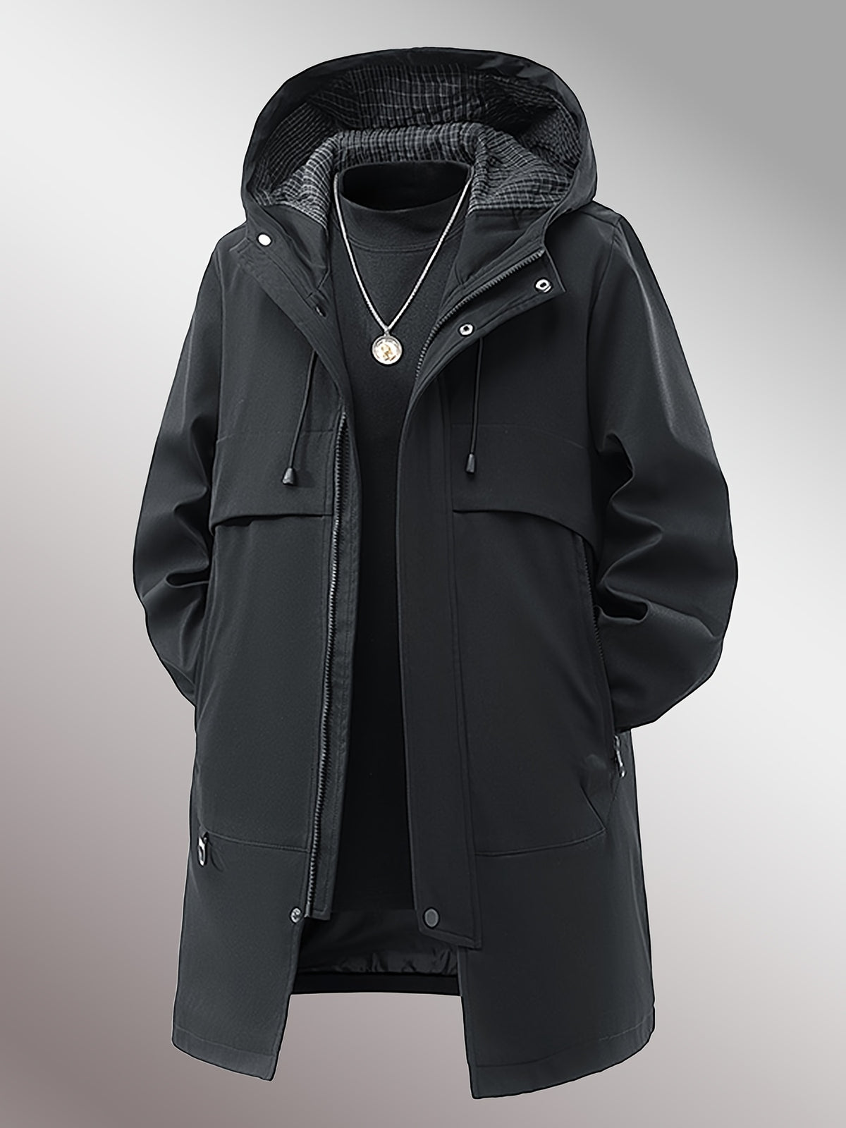 Manteau pour homme, à capuche, café
