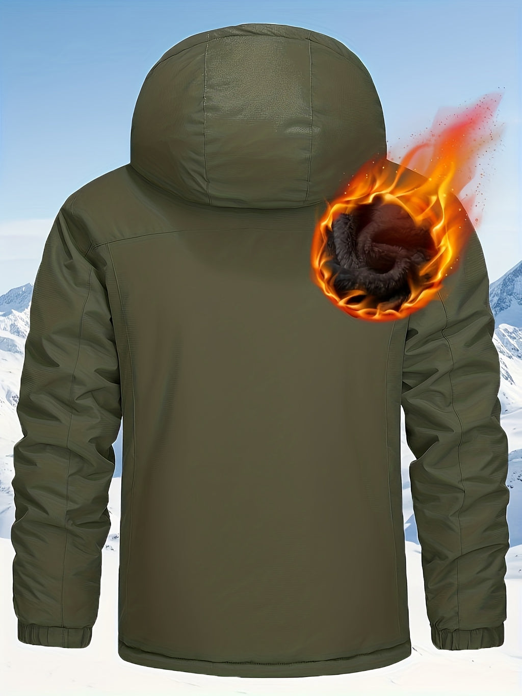 Veste pour homme, capuche amovible, vert militaire