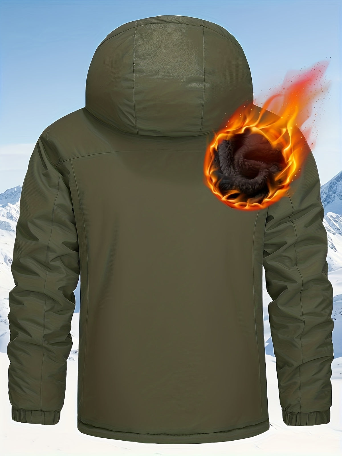 Veste pour homme, capuche amovible, vert militaire