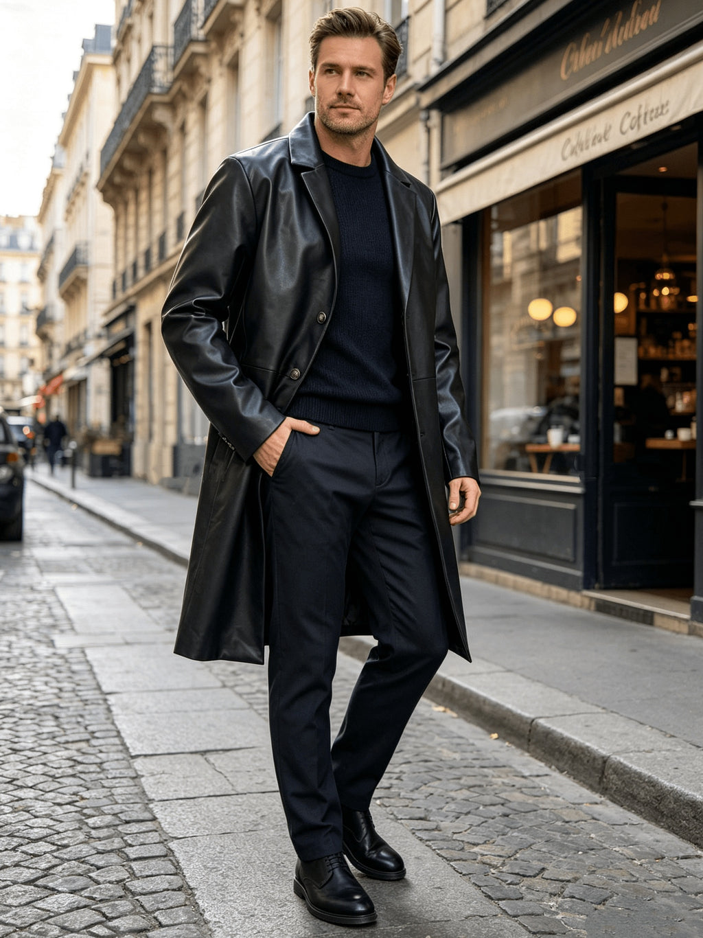 Trench long, à revers, long
