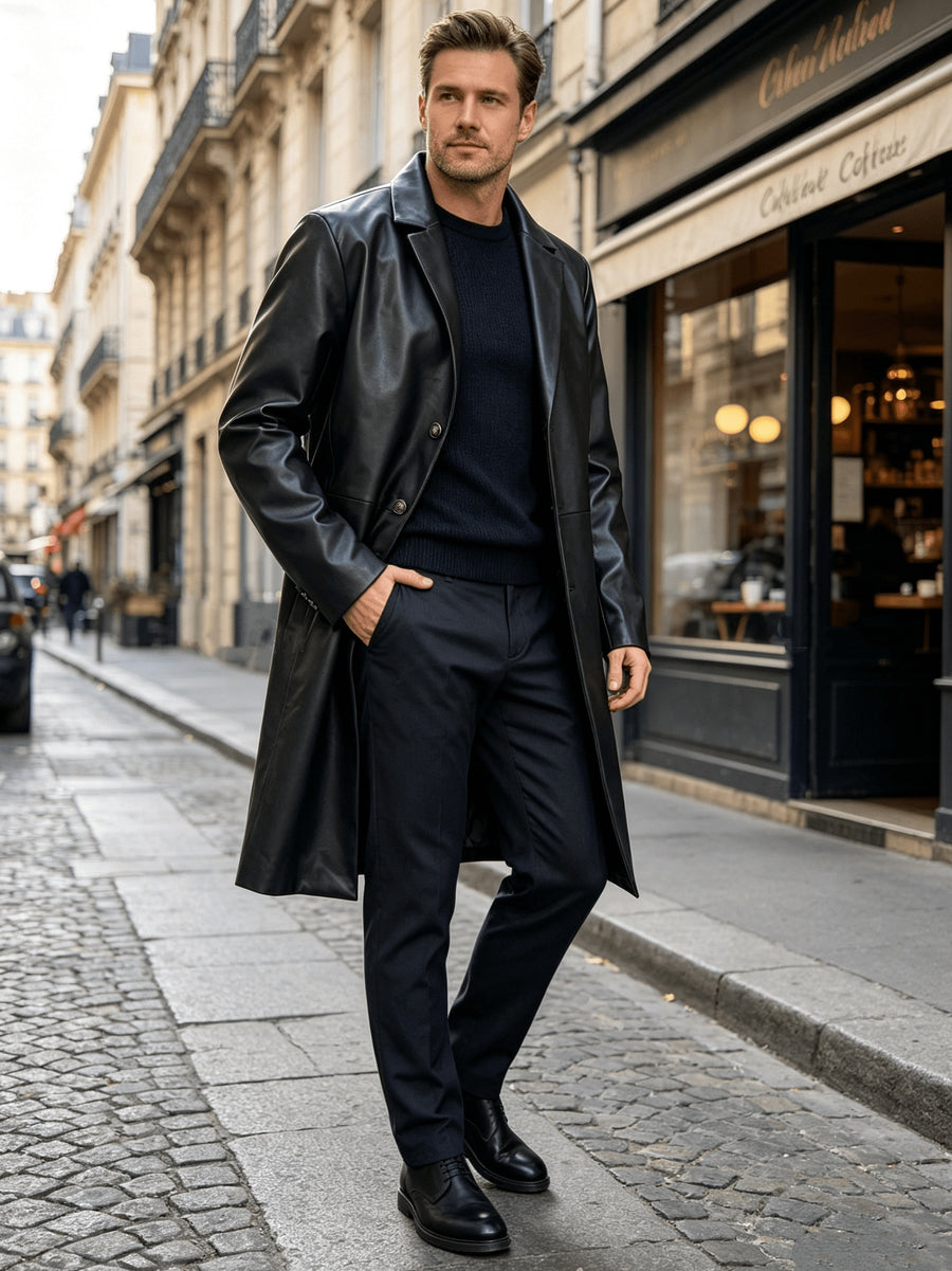 Trench long, à revers, long